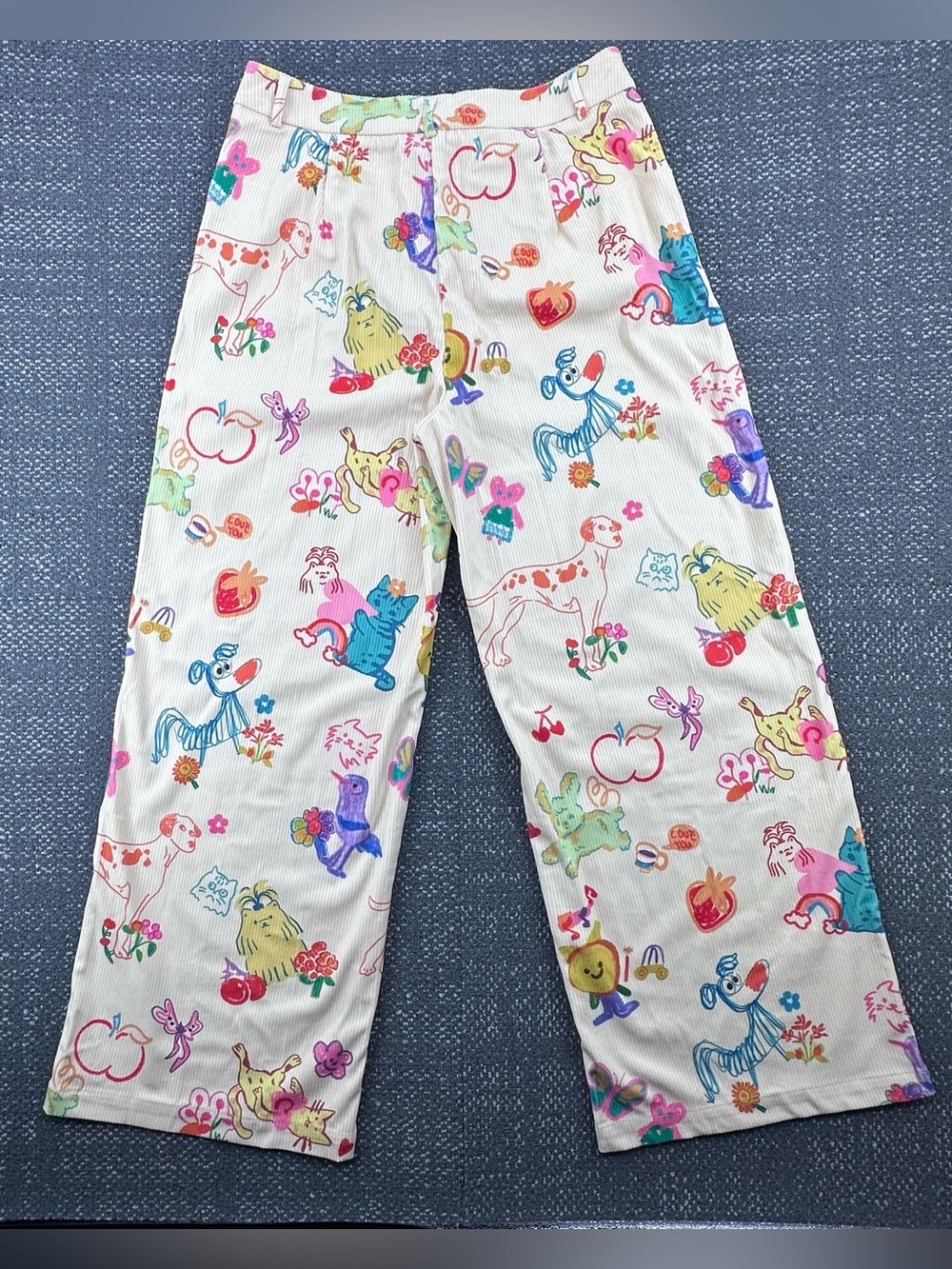 NWT Cider Corduroy Mid Rise Animal & Fruit Graphic Wide Leg Trousers - Women’s - Picture 6 of 11